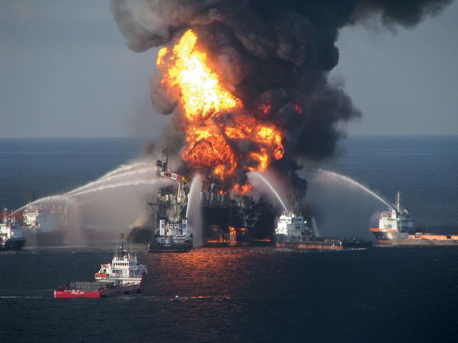 Deepwater Horizon oil rig in the Gulf of Mexico before the 2010 incident