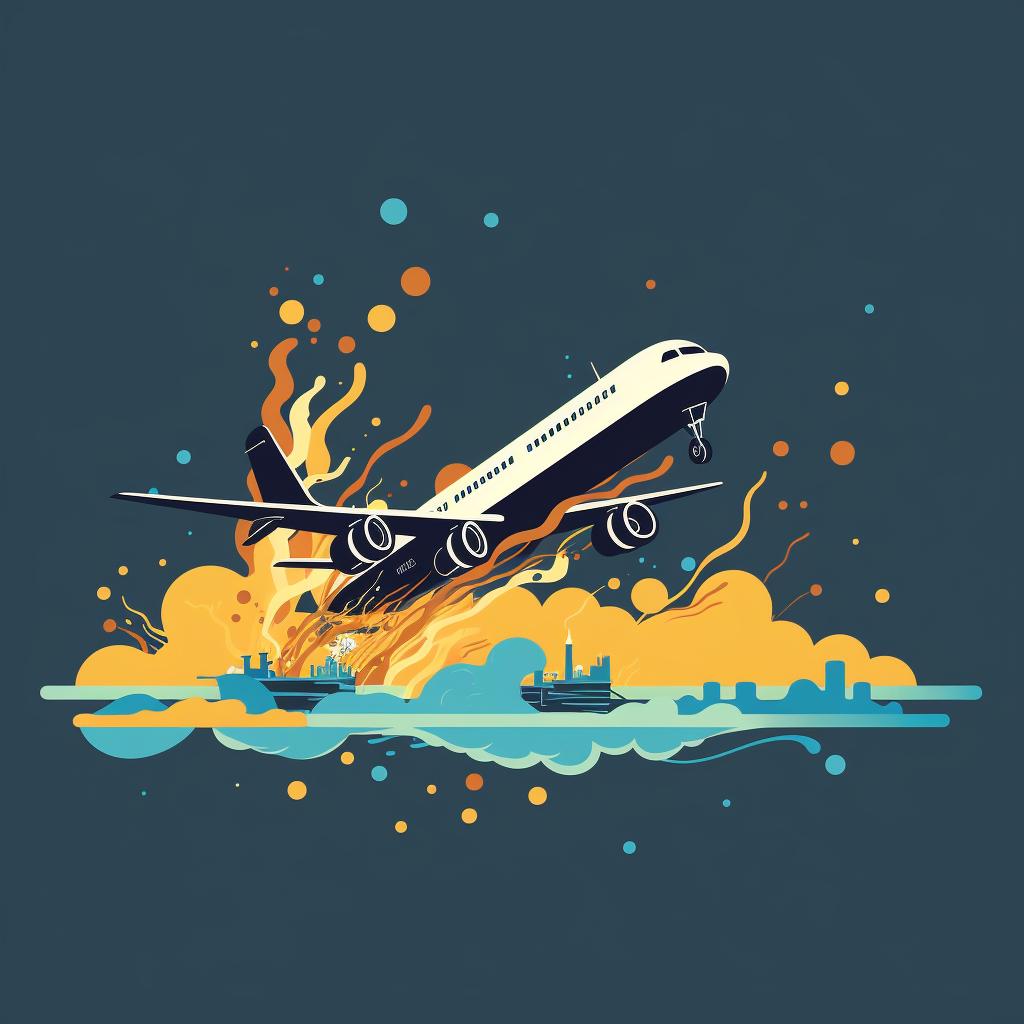 A plane spraying dispersants over an oil spill